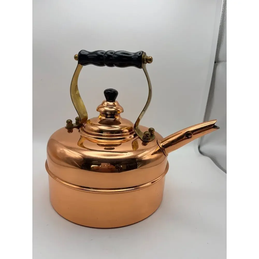 Old Dutch International copper plated tea kettle. Vintage